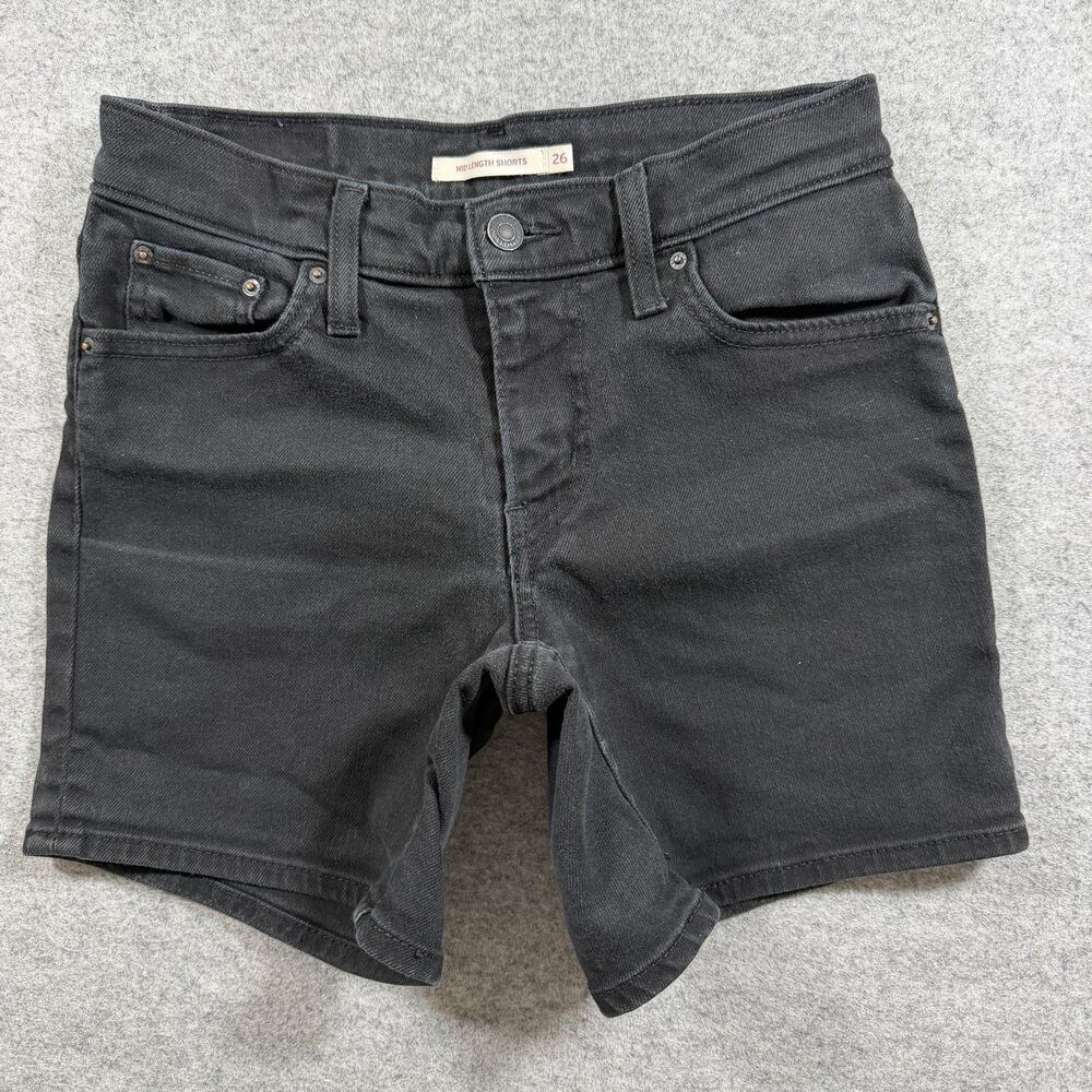 Levi's Denim Shorts Womens 26 Black Mid Length Cotton 5 Pocket Jean Shorts
